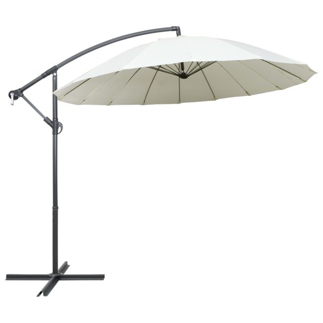 Hanging Parasol 3 m Aluminium Pole – White