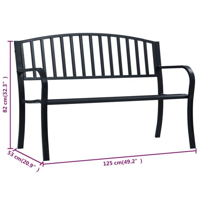 Garden Bench 125 cm Steel – Black