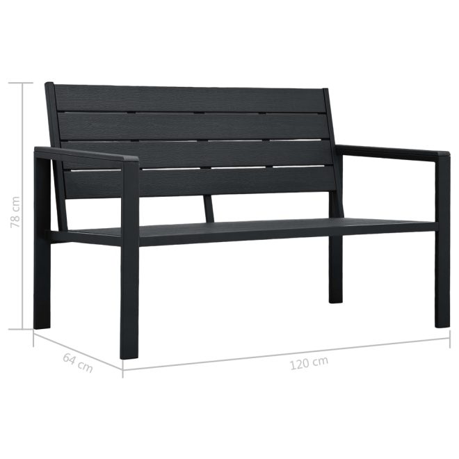 Garden Bench 120 cm HDPE Wood Look – Black