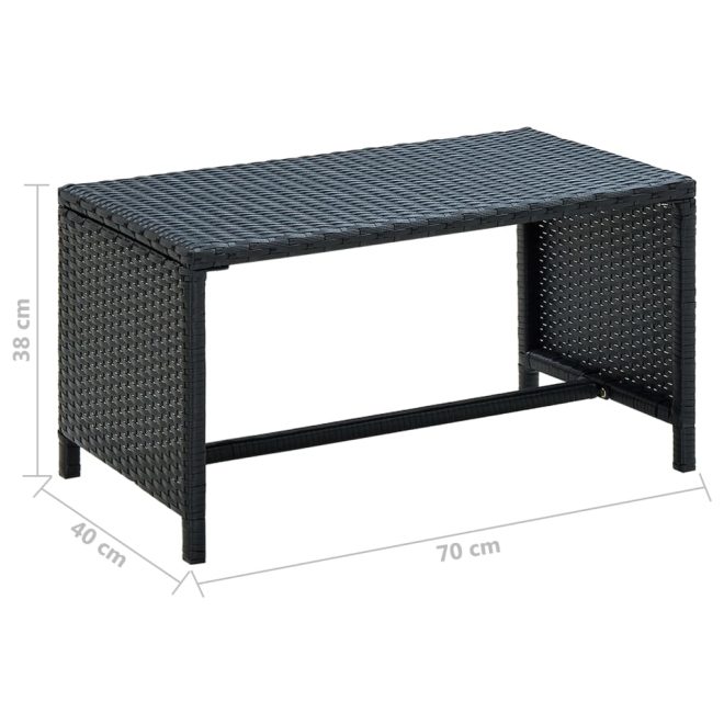 Coffee Table 70x40x38 cm Poly Rattan – Black