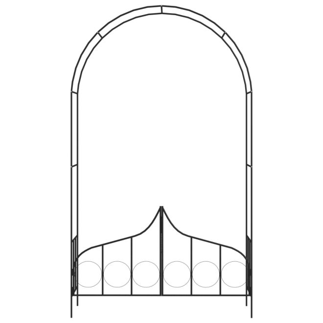 Garden Arch with Gate Black 138x40x238 cm Iron