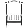 Garden Arch with Bench Black 128x50x207 cm Iron