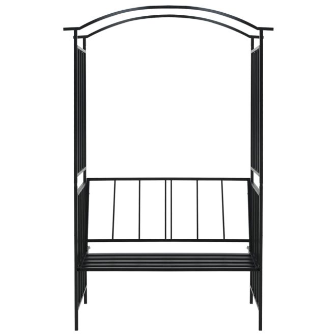 Garden Arch with Bench Black 128x50x207 cm Iron