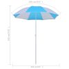 Beach Umbrella Shelter Blue and White 180 cm Fabric