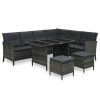 4 Piece Garden Lounge Set with Cushions Poly Rattan Grey