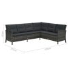 4 Piece Garden Lounge Set with Cushions Poly Rattan Grey