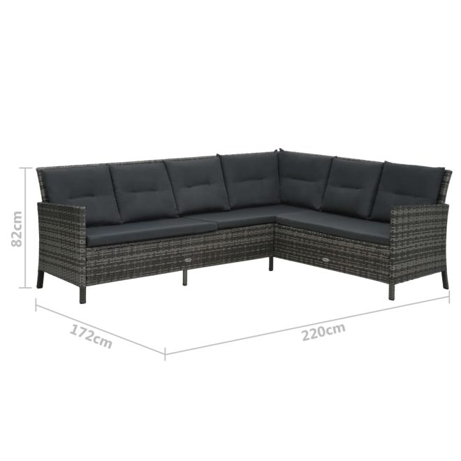 4 Piece Garden Lounge Set with Cushions Poly Rattan Grey