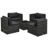 5 Piece Garden Lounge Set with Cushions Poly Rattan – Grey