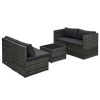 5 Piece Garden Lounge Set with Cushions Poly Rattan – Grey