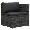 5 Piece Garden Lounge Set with Cushions Poly Rattan – Grey