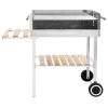 XXL Trolley Charcoal BBQ Grill Stainless Steel with 2 Shelves