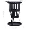 Garden Fire Pit Basket with BBQ Grill Steel 47.5 cm