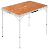 Folding Camping Table with 2 Benches Aluminium – Brown