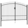 Fence Gate Double Door with Spike Top Steel Black – 3×2 m