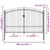 Fence Gate Double Door with Spike Top Steel Black – 3×2 m