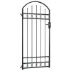 Fence Gate with Arched Top Steel 89×200 cm Black