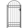 Fence Gate with Arched Top and 2 Posts 105×204 cm Black