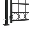 Fence Gate with Arched Top and 2 Posts 105×204 cm Black