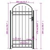 Fence Gate with Arched Top and 2 Posts 105×204 cm Black