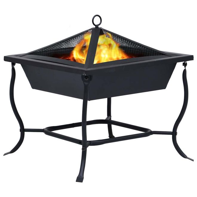 Fire Pit Black 45x45x45 cm Steel