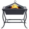 Fire Pit Black 45x45x45 cm Steel