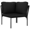 Garden Lounge Set with Cushions Black PVC – Corner + 4X Middle + Table