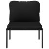 Garden Lounge Set with Cushions Black PVC – Corner + 4X Middle + Table