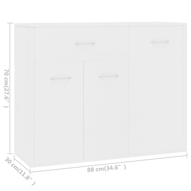 Sideboard 88x30x70 cm Engineered Wood – White