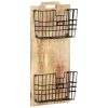 Wall-mounted Magazine Rack 33x10x67 cm Solid Rough Mango Wood