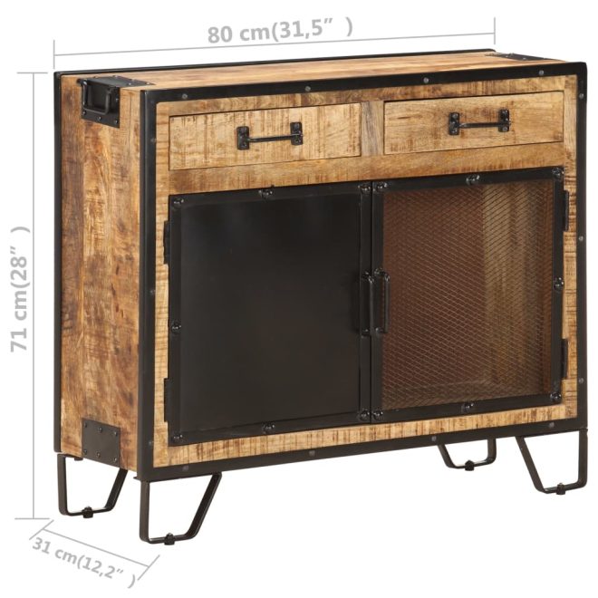 Sideboard 80x31x71 cm Solid Rough Mango Wood