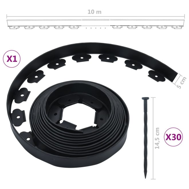 Flexible Lawn Edging with 30 Pegs 10 m 5 cm