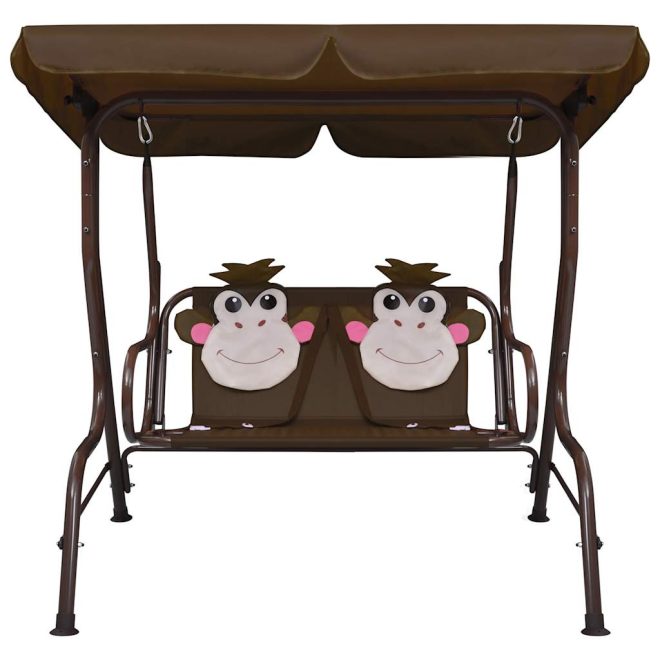 Kids Swing Bench 115x75x110 cm Fabric – Brown