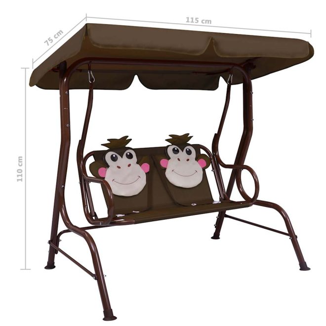 Kids Swing Bench 115x75x110 cm Fabric – Brown