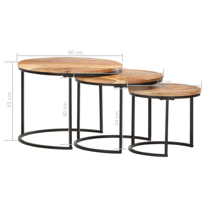 Nesting Tables 3 pcs – Solid Acacia Wood