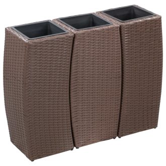 Garden Raised Beds 3 pcs Poly Rattan