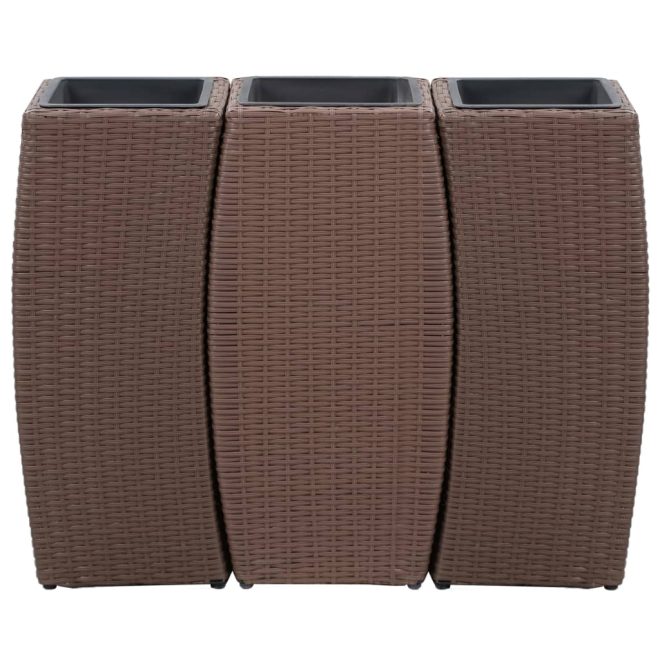 Garden Raised Beds 3 pcs Poly Rattan – Brown