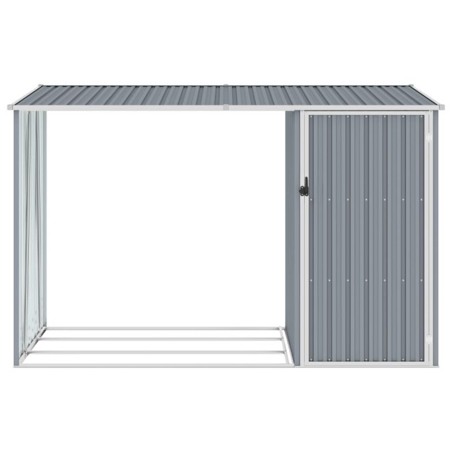 Garden Firewood Shed 245x98x159 cm Galvanised Steel – Grey