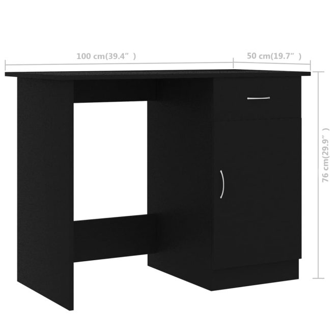 Desk 100x50x76 cm Engineered Wood – Black