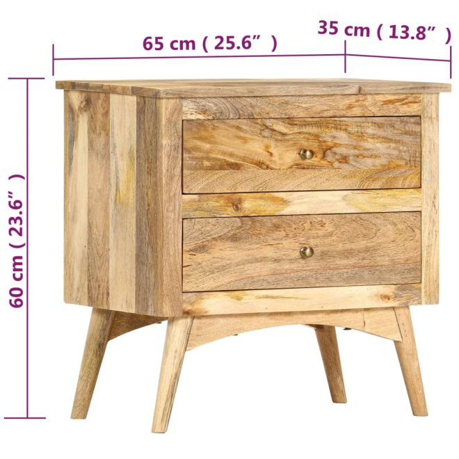 Hiawatha Bedside Cabinet 65x35x60 cm Solid Mango Wood