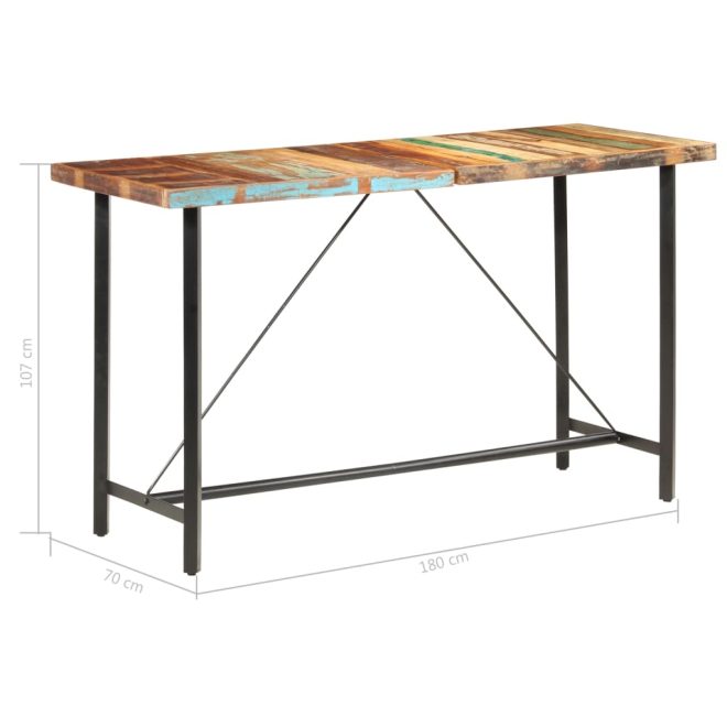 Bar Table 180x70x107 cm – Solid Reclaimed Wood