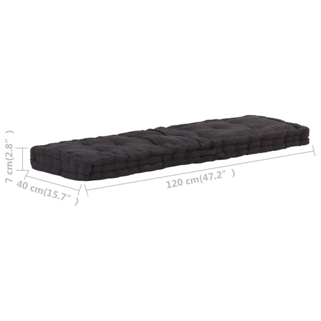 Pallet Floor Cushion Cotton – 120x40x7 cm, Black