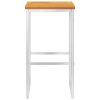 Bar Stools Stainless Steel – Solid Acacia Wood, 2