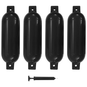 Boat Fender 4 pcs PVC – 51×14 cm, Black