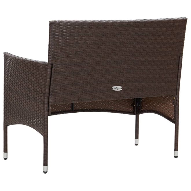 4 Piece Garden Lounge Set with Cushions Poly Rattan – Brown