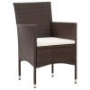 4 Piece Garden Lounge Set with Cushions Poly Rattan – Brown