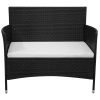 Garden Bench with Cushion Poly Rattan – Black