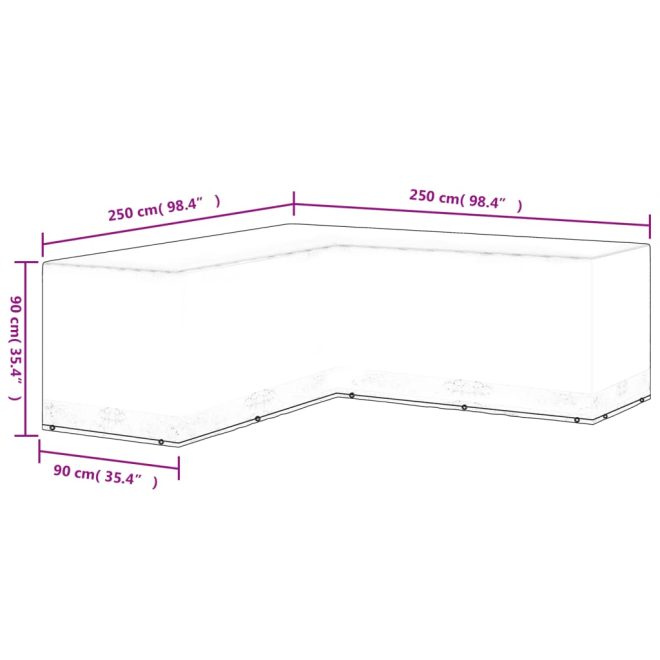 Garden Furniture Cover L-Shaped 12 Eyelets 250x250x90 cm – 1