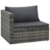 5 Piece Garden Lounge Set with Cushions Poly Rattan – Grey