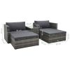 5 Piece Garden Lounge Set with Cushions Poly Rattan – Grey