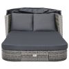 Sun Lounger with Canopy Poly Rattan Anthracite